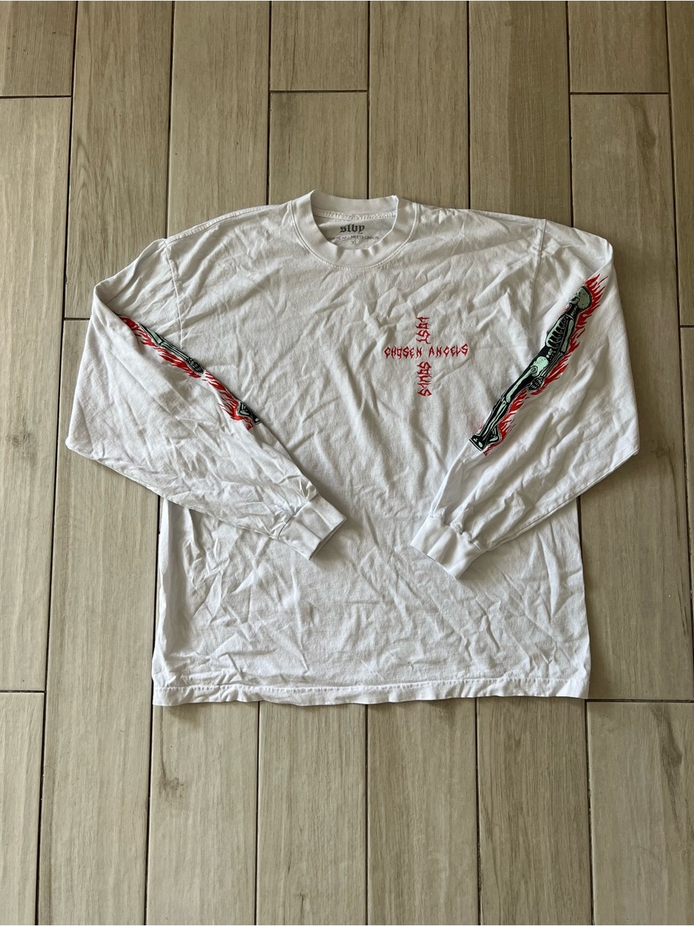 SLBP white long sleeve shirt with red/black graphic on sleeves Size XLarge